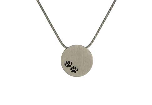 Round Pendant with Paws- Pewter Image